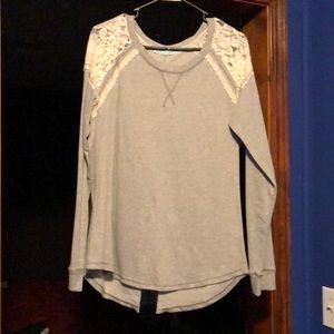 Grey and Cream Lace Sweater